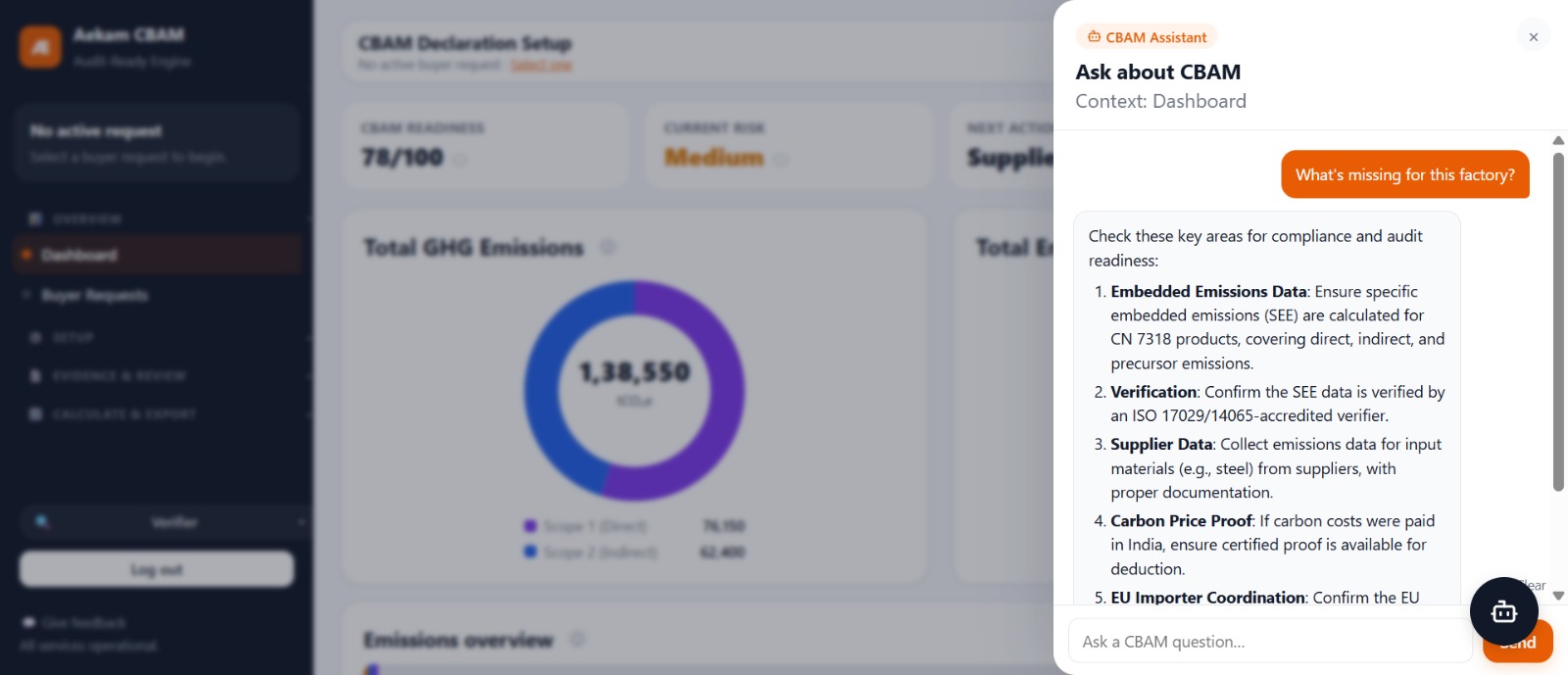 CBAM Copilot AI Carbon Evidence Infrastructure Interface